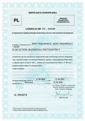 Licencja NR OU-002380 na wykonywanie międzynarodowego przewozu osób autokarem lub autobusem